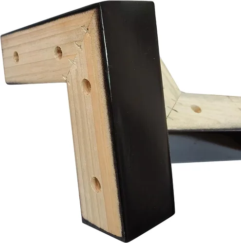 Vista 6 de Soporte de madera para sofá de cama de 2 pulgadas, patas de madera en forma de L, patas de sofá, patas de repuesto para sofá, patas de tocador, Negro