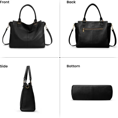 Vista 7 de befen Carteras de cuero genuino suave para mujeres, bolso tote pequeño, carteras, bolsos cruzados con asas superiores, cartera bandolera tipo satchel