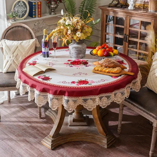 Vista 19 de SUTAVIA Mantel de Mesa Bordado con Encaje, Cubierta de Mesa Rectangular Estilo Granja, Mantel de Macramé Clásico Oblongo con Decoración Floral