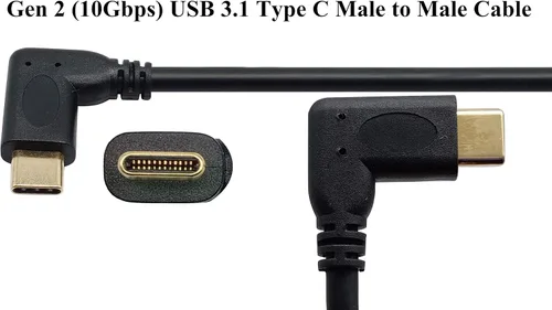 Vista 4 de Cable de extensión de conector USB 3.1 tipo C macho a macho Gen 2 (10 Gbps), compatible con carga, datos, audio, cable de video para MacBook Pro