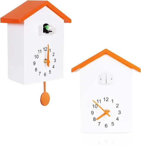 Vista 9 de KEYPOWER - Reloj de cuco, reloj de pared de cuco, sonidos de pájaros de cuco o llamada, péndulo de reloj con diseño, casa de pájaros, arte de pared