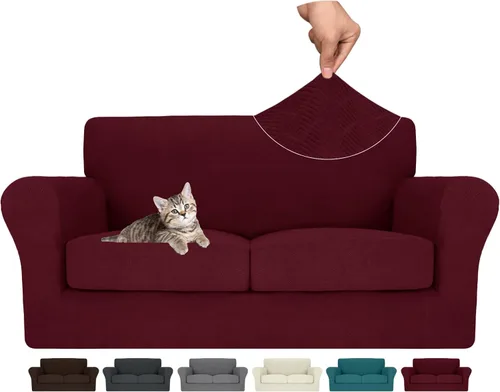 Vista 101 de MAXIJIN 2 piezas de fundas para silla con brazos, funda para silla de sofá para sala de estar, funda elástica para perros para una silla con 1 cojín