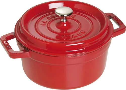 Vista 6 de staub La Cocotte Round 40510-601 Pico Cocotte - Juego de vaporizador redondo de cereza de 10.2 pulgadas (10.2 in), grande, fundición a dos manos