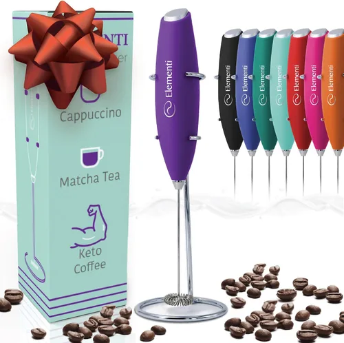 Vista 20 de Espumador Elementi de leche con soporte, motor de esfuerzo de torsión más potente, para hacer cappuccinos, lattes y café a prueba de balas, Negro