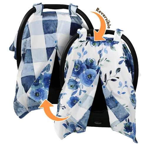 Vista 11 de Dear Baby Gear Toldo floral para asiento de automóvil para bebé con apertura de botón a presión, funda de asiento de automóvil para recién nacidos