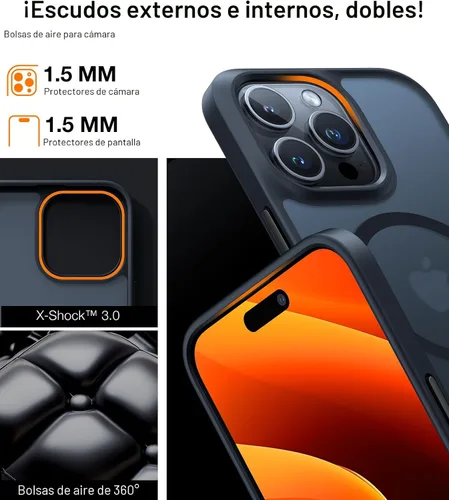 Vista 6 de TORRAS Magnetic Guardian - Funda diseñada para iPhone 14 Pro Max [probada en caídas de grado militar] [compatible con MagSafe] Funda delgada