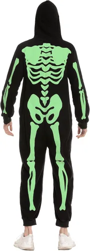 Vista 5 de Spooktacular Creations Pijama de esqueleto para hombre adulto, pijama familiar de esqueleto a juego (brilla en la oscuridad)