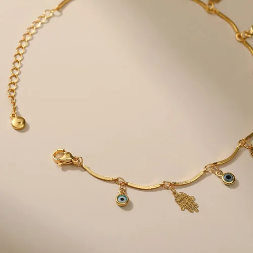 Vista 33 de Tobillera para mujer, chapada en oro de 18 quilates, tobillera con dije de oro, impermeable, para verano, playa, cadena de pie, joyería para regalos