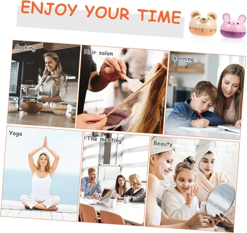 Vista 5 de 2pcs Cartoon Kitchen Countdown Timer Mechanical Food Preparation Timer Cute Bear Rabbit Design for Baking Cooking Egg Boiling Home Use