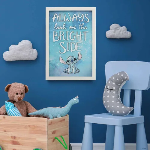 Vista 5 de Disney Lilo and Stitch Always Look On the Bright Side - Arte de pared de madera enmarcado Bonito arte de pared de puntada para decoración del hogar