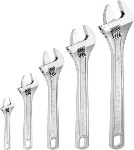 Vista 5 de Powerbuilt Llave ajustable de 4 pulgadas, llave de fontanería de apertura de mandíbula ancha, marcas de mandíbula preajuste fácil de leer, mango
