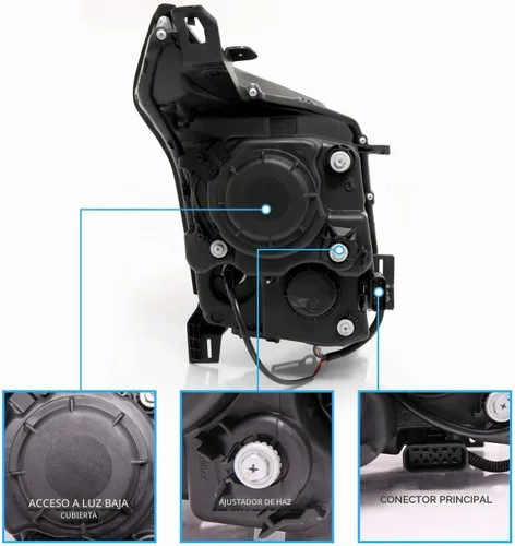 Vista 6 de AmeriLite - Juego luz direccional y barra LED de faros delanteros de proyector, negro, para Cadillac SRX, lado del pasajero y conductor