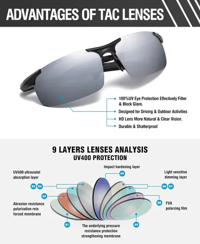 Vista 117 de Duco - Gafas de sol deportivas polarizadas para hombre con protección UV 8177s