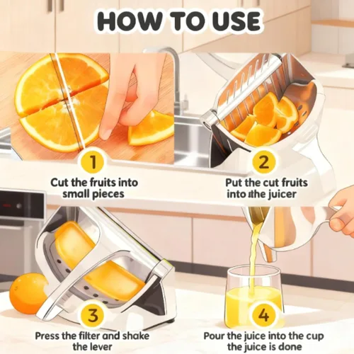Vista 4 de Extractor de jugo de fruta fresca de aleación de aluminio, exprimidor de jugo de mano, agarre ergonómico, fácil de usar, extracción eficiente