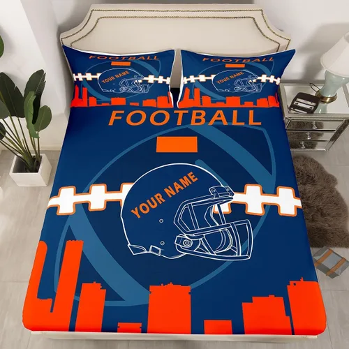 Vista 14 de Erosebridal Juego de sábanas bajeras personalizadas de fútbol americano para niños y niñas, juego de cama de jugadores de fútbol, juego de ropa