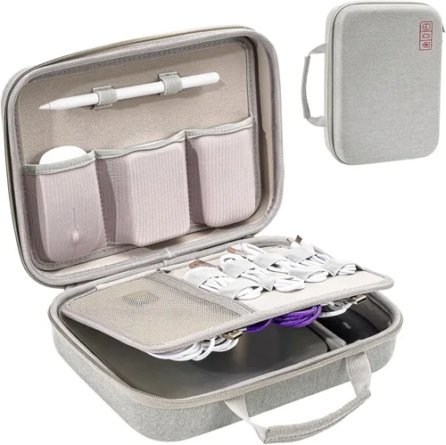Vista 9 de ProCase Estuche organizador electrónico de viaje duro para MacBook Adaptador de corriente Cargadores Cables Power Bank Apple Magic Mouse Apple