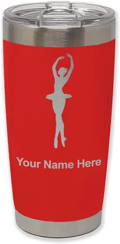 Vista 38 de LaserGram Vaso aislado al vacío de 20 onzas, bailarina de ballet, grabado personalizado incluido (negro)