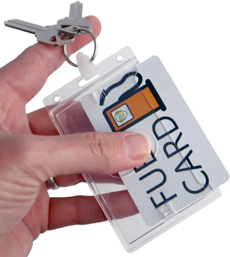 Vista 7 de Specialist ID Rigid Fuel Card Holder with Key Ring - Clear Hard Plastic Card Protector Keychain for Fleet, Gas Cards