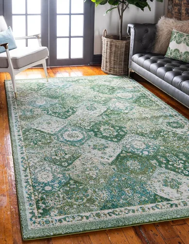 Vista 24 de Unique Loom Penrose Collection - Alfombra de área - Blake (2' 2" x 3' 1" Rectángulo, Verde/Beige)