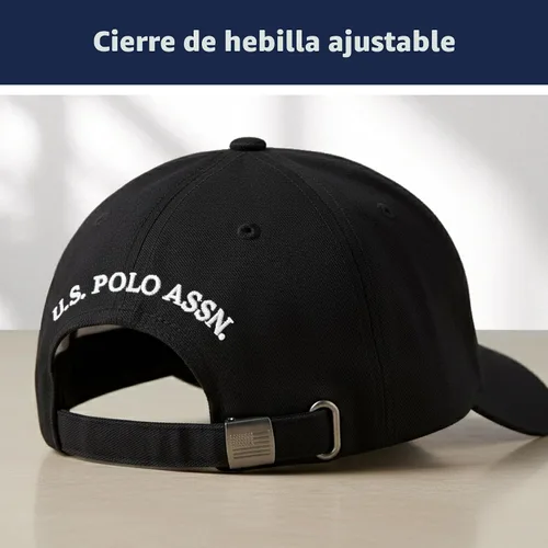 Vista 4 de U.S. Polo Assn. Gorra de béisbol, sombrero ajustable de papá 100% algodón con pequeño logo de pony Negro