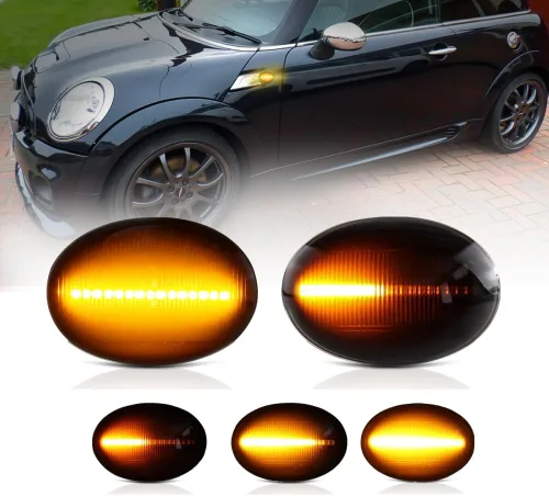 Vista 9 de D-Lumina Luces LED Secuenciales de Marcador Lateral Señal de Giro Conjunto de Lámpara Intermitente Lente Transparente para MINI Cooper R50 R52 R53