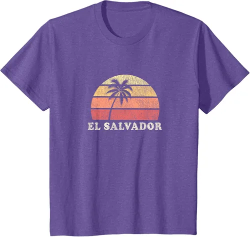 Vista 55 de El Salvador Vintage 70s Retro Throwback Design Camiseta, Azul
