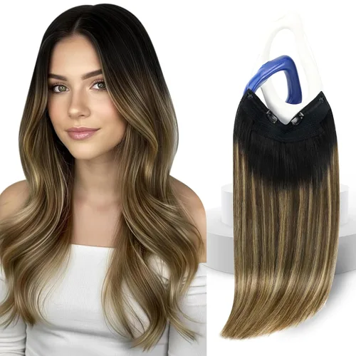 Vista 24 de Sunny - Extensiones de cabello humano real, con cable/hilo y clips ajustables, aplicación invisible, 2.82 onzas, 12 pulgadas, color rubio cenizo
