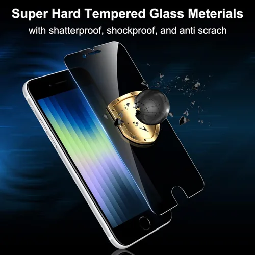 Vista 3 de YMHML Paquete de 2 protectores de pantalla de privacidad compatibles con iPhone SE 2020 2ª 2022 de 3ª generación, iPhone 8, 7, 6S, 6, 6, 6