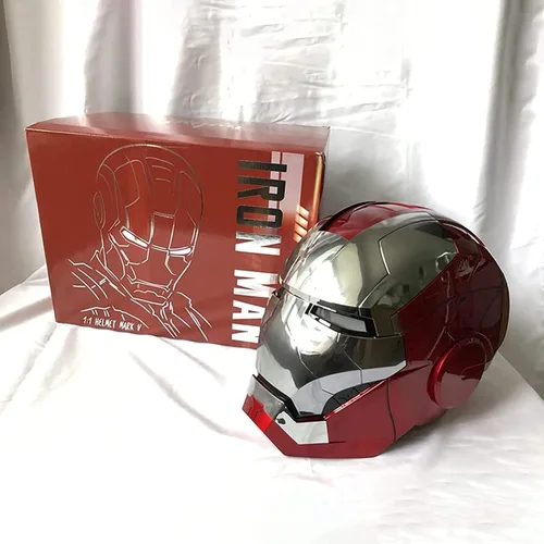 Vista 6 de GWAGUK MK5 - Casco eléctrico de Iron Man, 1 1, casco de control de voz en inglés, accesorios de Halloween y cosplay, metal cepillado, panel