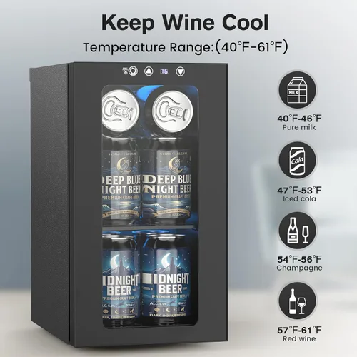 Vista 3 de [Usado] Electactic - Refrigerador para vino independiente, encimera, 24 latas, bodega de vino, enfriador de bebidas para refrescos, cerveza