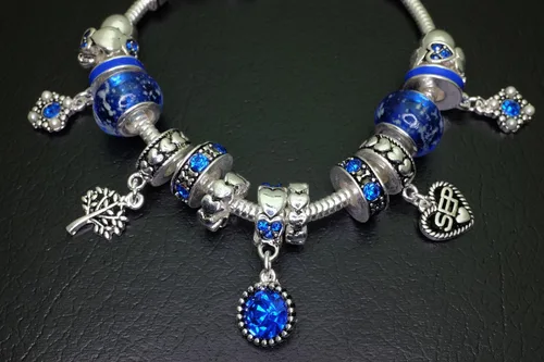 Vista 4 de Falari Pulsera de piedra natal, cuentas multicolor en tono plateado, Metal
