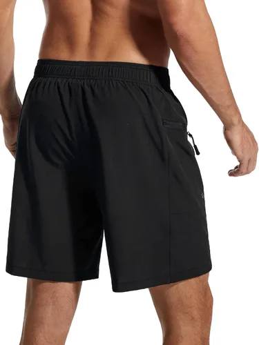 Vista 3 de SILKWORLD Mens Swimming Trunks with Compression Liner Bathing Suit Quick-Dry Swim Shorts with Zipper Side Pockets