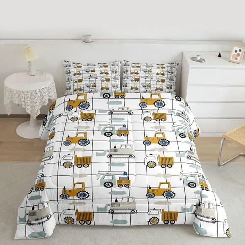 Vista 46 de Feelyou Juego de ropa de cama con estampado de aviones para niños y niñas, juego de funda de edredón de microfibra estilo boceto azul y blanco