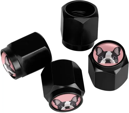 Vista 27 de Wolf - Tapones de válvula de neumático con bandera americana, tapas de válvula de neumático de aluminio negro, cubiertas universales