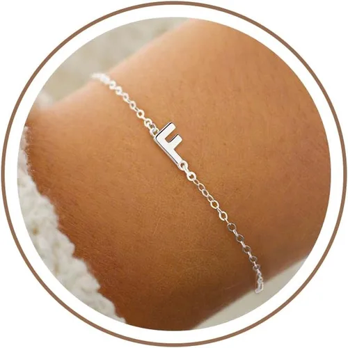 Vista 39 de Turandoss - Pulseras de oro con iniciales para mujeres y niñas - Joyería ideal para regalo - Pulsera chapada en plata u oro de 18 k con letras