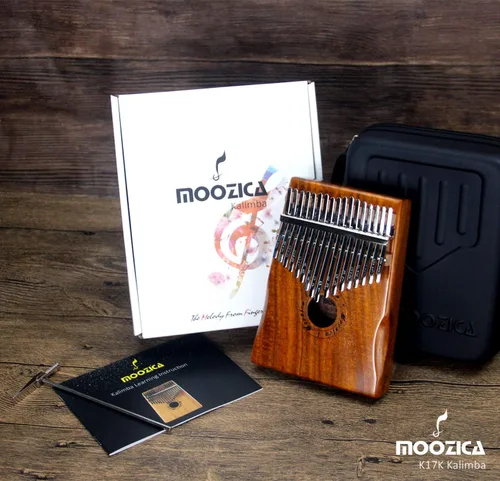 Vista 6 de Moozica Kalimba de 17 teclas Marimba, piano de pulgar profesional de madera de koa sólida Instrumento musical (Koa-K17K)
