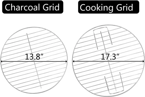 Vista 6 de Parrillas de carbón de 18 pulgadas con ruedas, parrilla de hervidor para cocinar al aire libre, barbacoa, barbacoa, parrilla de carbón con estante