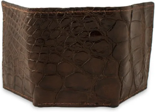 Vista 2 de Cartera de piel de cocodrilo auténtica hecha a mano con 9 ranuras para tarjetas