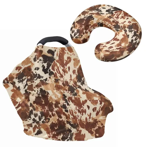 Vista 13 de Toldo de leopardo azteca bohemio para asiento de automóvil, para bebés, elegante funda de almohada de lactancia y lactancia transpirable, se adapta