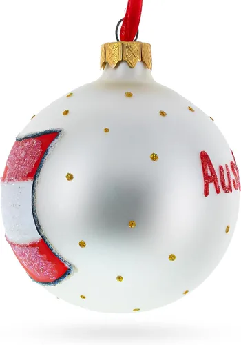 Vista 3 de Bandera de Austria Bola de Vidrio Adorno de Navidad 3,25 Pulgadas