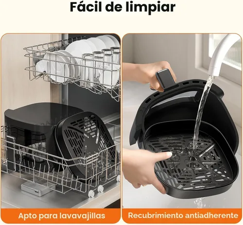 Vista 6 de Simple Deluxe 12 en 1 Freidora de aire 6.34 Qt, Freidora digital con ajustes preestablecidos y ventana visible, cesta antiadherente y apta
