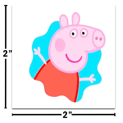 Vista 2 de Peppa Pig Paquete de recuerdos de fiesta de tatuajes ~ 72 tatuajes temporales de Peppa Pig perforados individuales de 2 x 2 pulgadas para niños