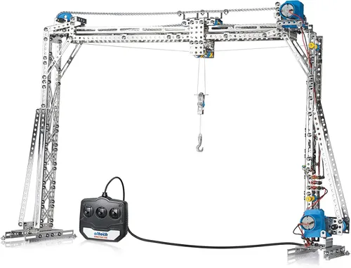 Vista 4 de Eitech Kit de construcción de grúa motorizada de lujo de la serie exclusiva, introducción a la ingeniería y el aprendizaje STEM, acero