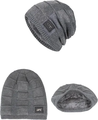 Vista 5 de Gorro de invierno para hombre y mujer, calcetines de forro polar grueso y cálido de punto casual Negro