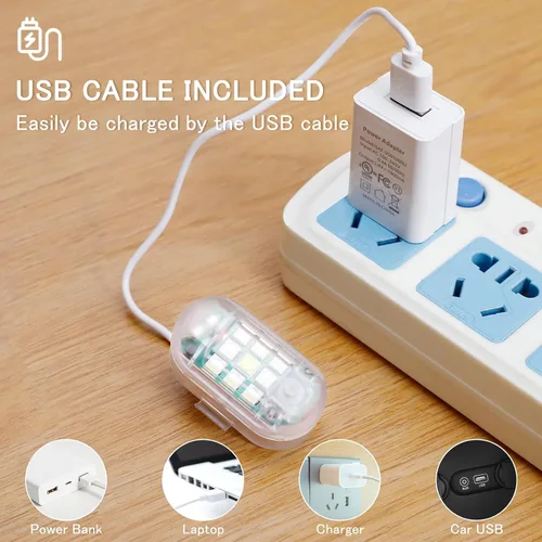 Vista 9 de SEISSO 8-Pack de luces estroboscópicas LED inalámbricas con control remoto anticolisión, carga USB, luces de advertencia de peligro, kit de luces