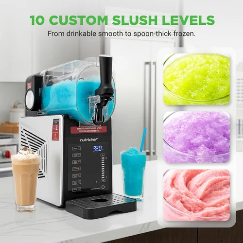 Vista 5 de NutriChef Máquina de granizado para el hogar No necesita hielo Slushys 7 en 1 Programas preestablecidos: autolimpiante, batidos, aguanieve