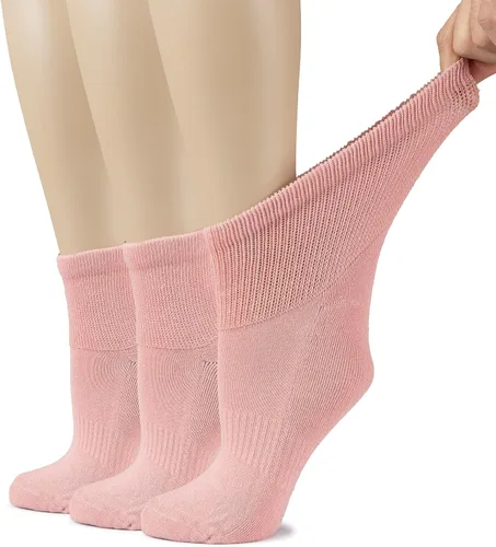 Vista 41 de Hugh Ugoli Calcetines tobilleros de algodón para mujer para diabéticos, anchos, sueltos, elásticos, puntera sin costuras, semiacolchado superior sin