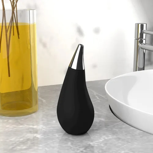 Vista 2 de Dispensador de jabón exprimible para encimera de cocina y baño, botella con forma de lágrima (negro, ~7oz)