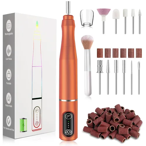 Vista 10 de TUOBEO - Kit de lima de uñas eléctrica para taladro de uñas inalámbrico, juego de archivos electrónicos recargables Negro