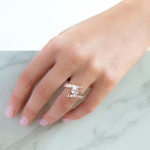Vista 5 de Anillo de compromiso de aniversario para mujer, anillo de compromiso de boda, regalo de cumpleaños de Navidad